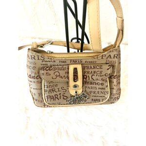 Paris France brown tote handbag purse travel souvenir.